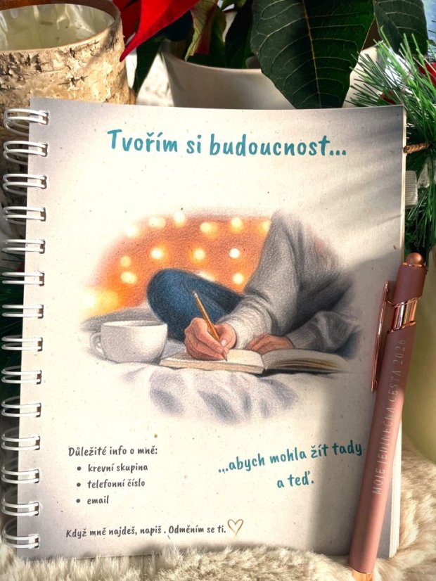 KOUČOVACÍ DENÍK - MOJE JEDINEČNÁ CESTA 2026 s krásnou propiskou 🖍. Věnujte sobě nebo svým blízkým smysluplný dárek 🎁.